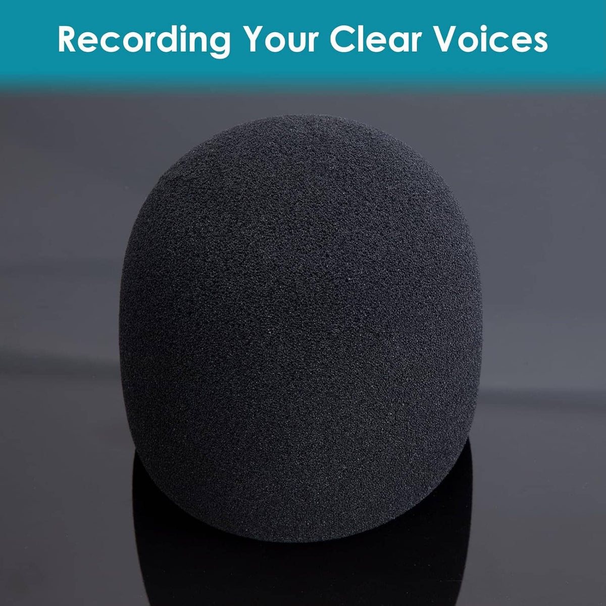 Black foam windscreen cap for microphone, shown from front with rounded top