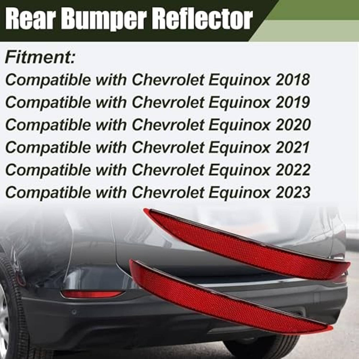 Red rear bumper reflector set on rear bumper with aerodynamic curved contours