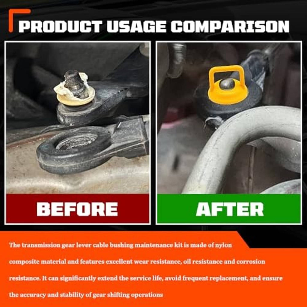 Transmission shifter cable bushing repair kit with yellow bushing replacement