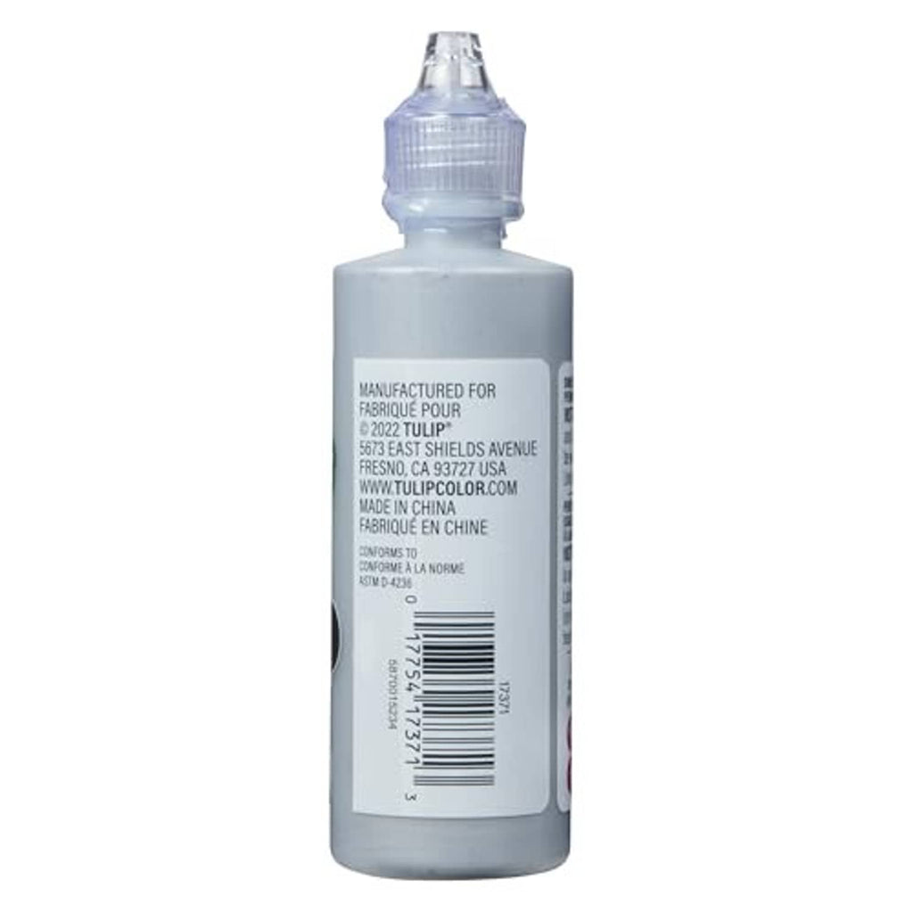 Tulip Puff Paint metallic silver back label on squeeze bottle, 4 fl oz (118 ml).