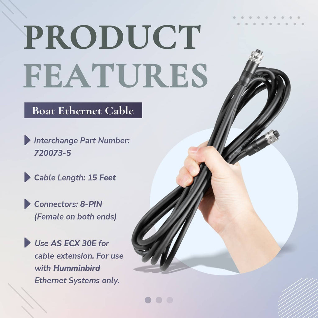 Black boat Ethernet cable with metal 8-pin round connectors in a hand-held loop