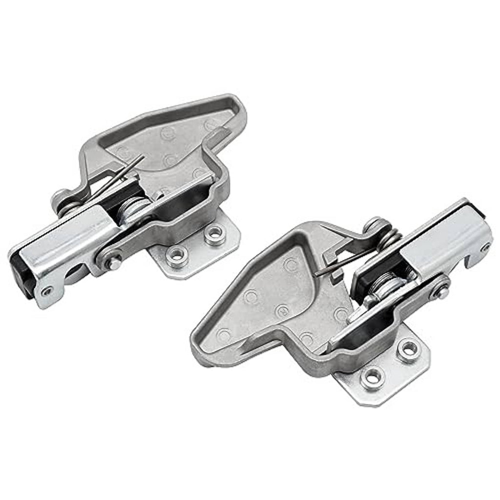 Two-piece metal door latch lock with lever handle and spring-loaded latch