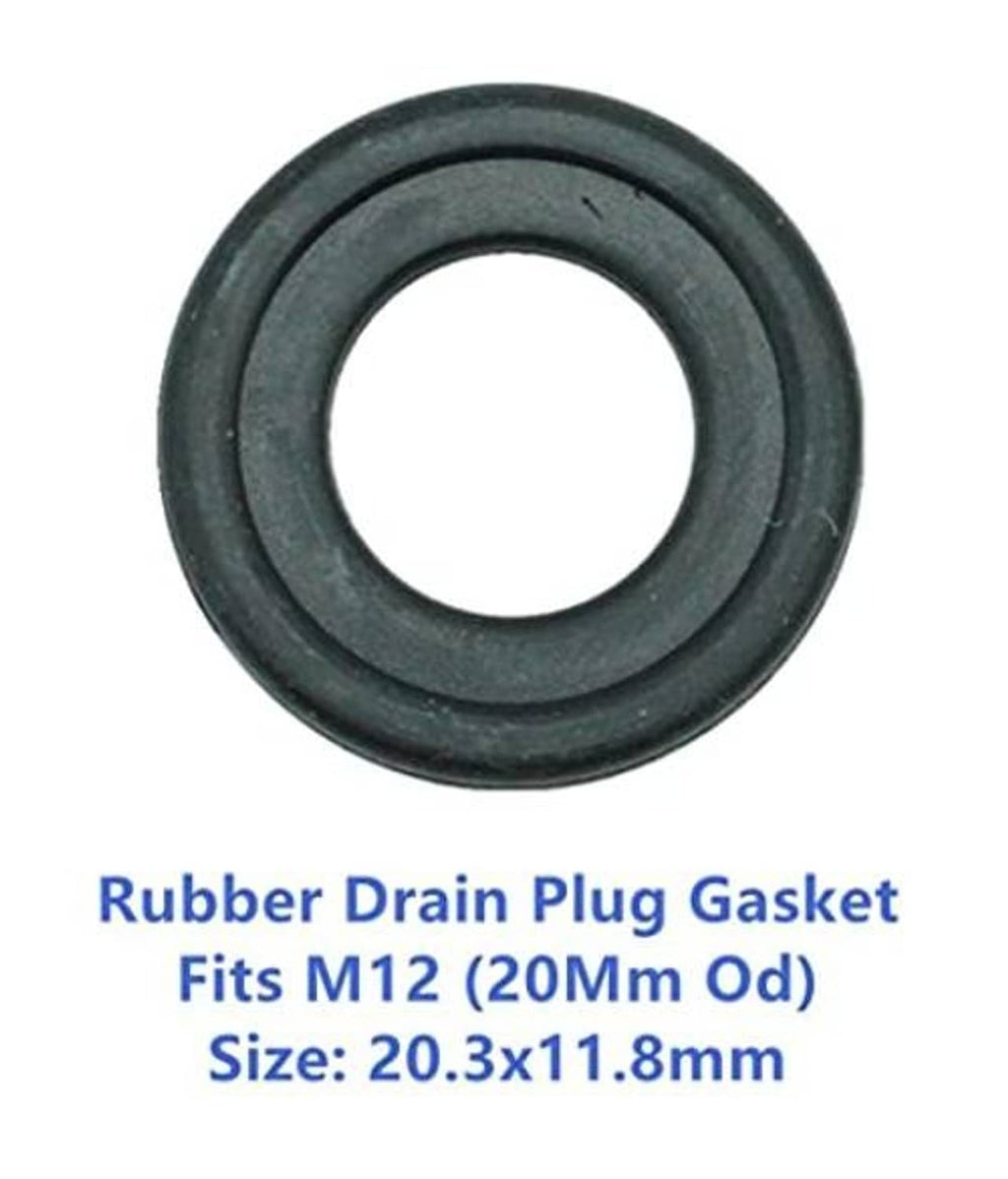 Single dark gray rubber drain plug gasket washer with center hole