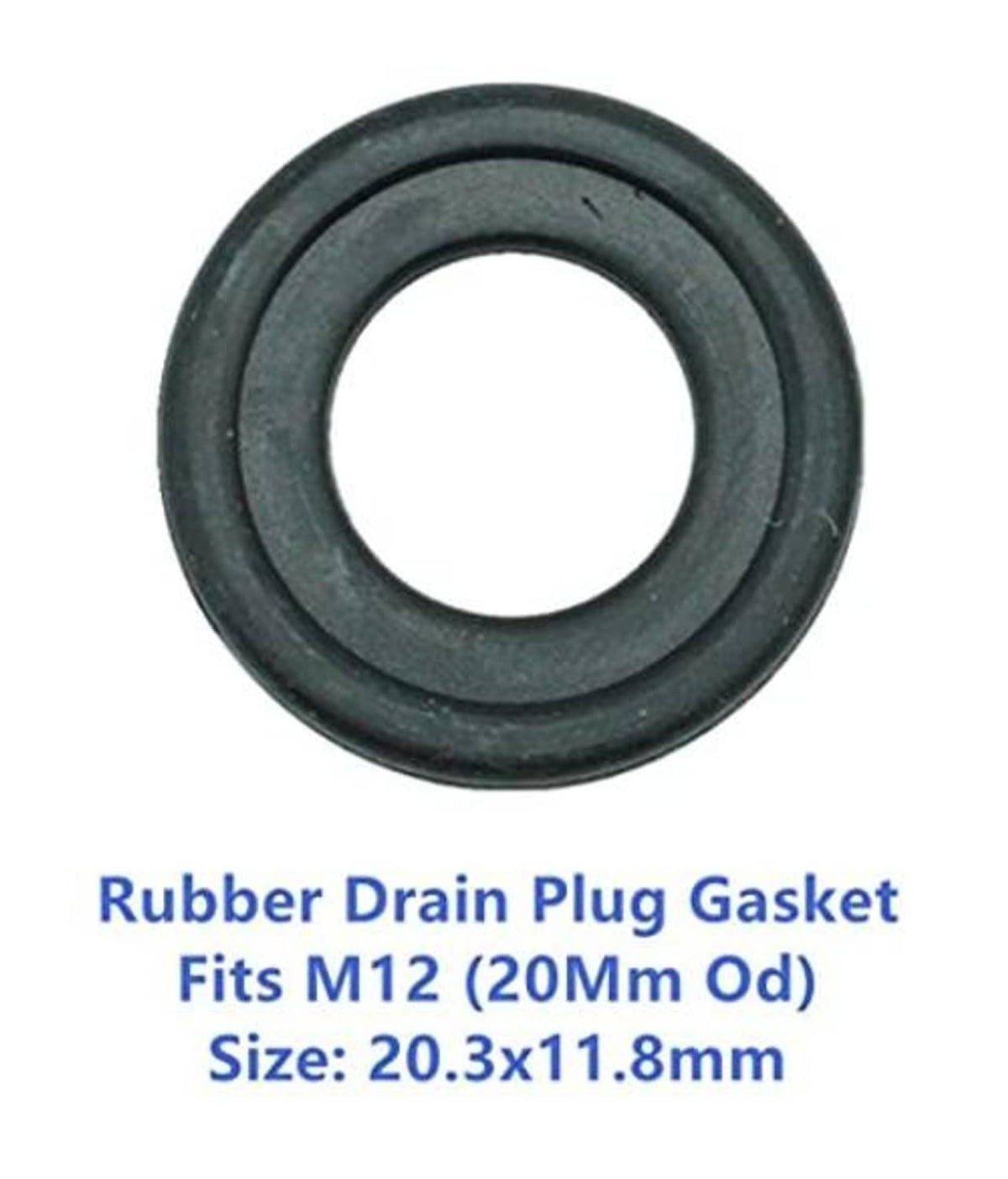 Single dark gray rubber drain plug gasket washer with center hole