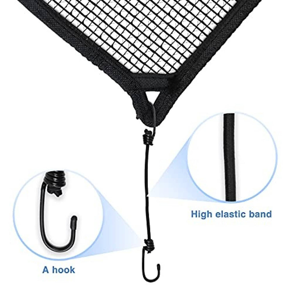 Black elastic-band AC cover corner with attached hook cords