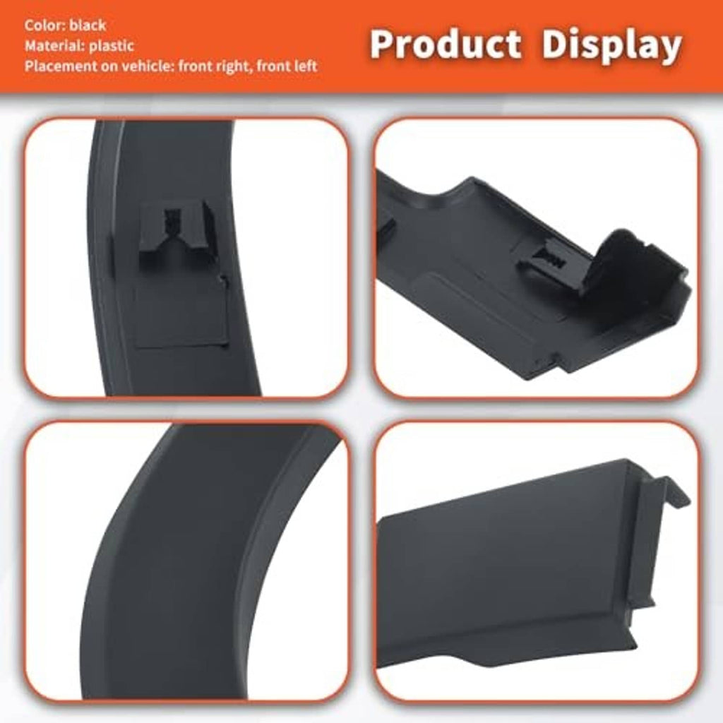 Black plastic fender flare replacement pieces with clip mounting points