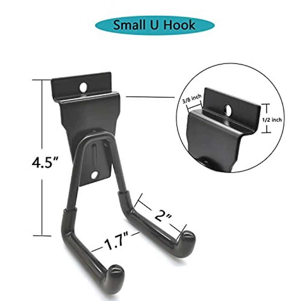 Black small U hook with 4.5 in height and 2 in reach, rubber coated prongs