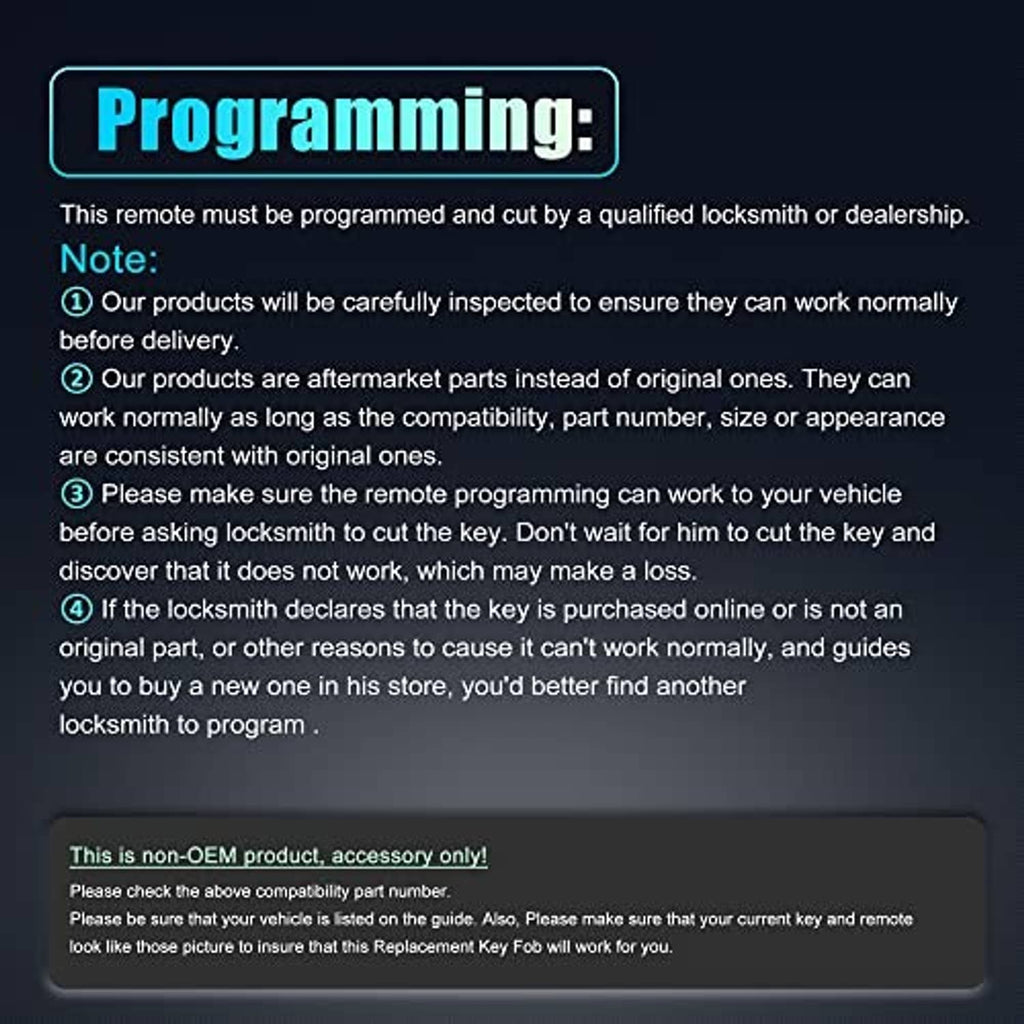 Programming instruction graphic for a keyless entry remote, accessory only
