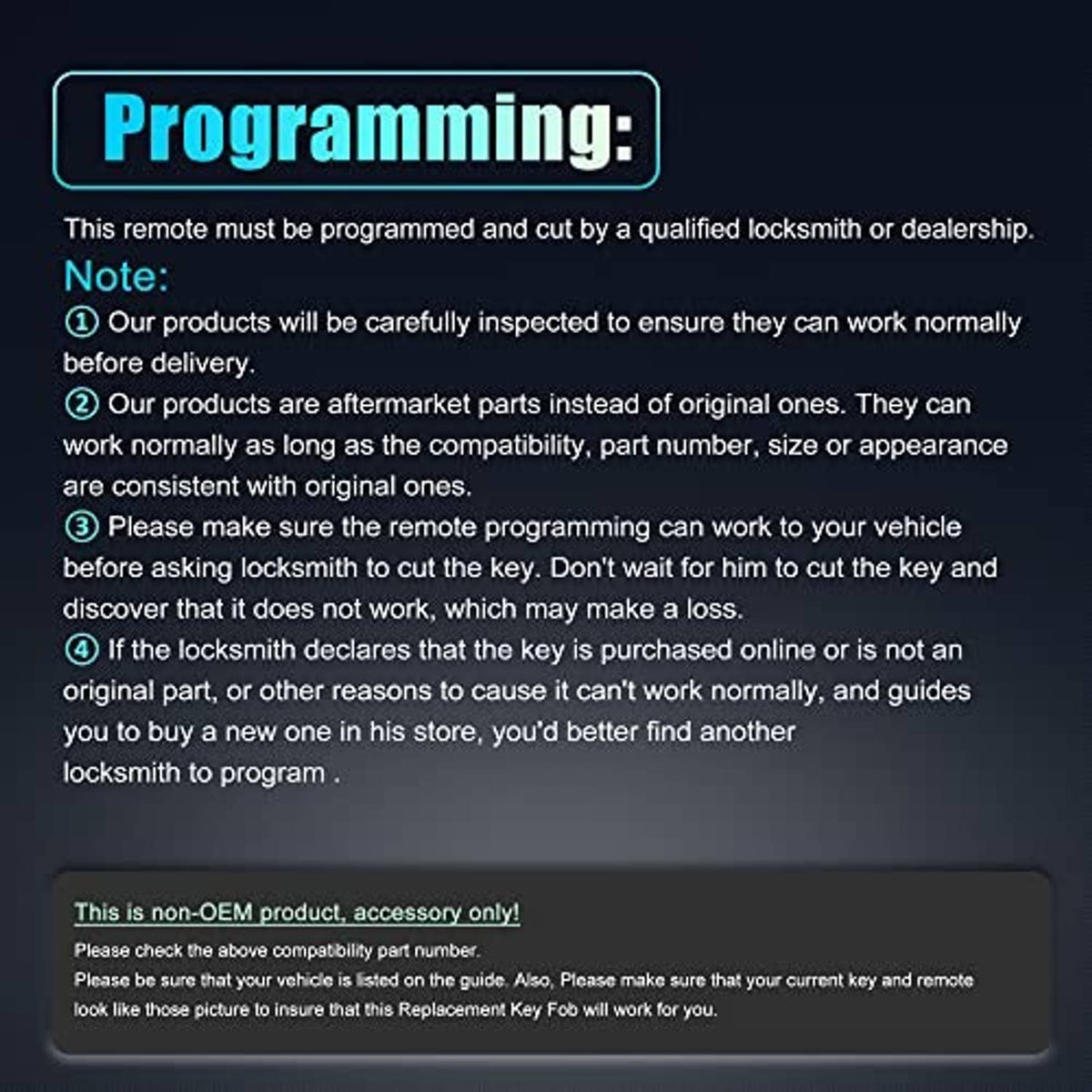 Programming instruction graphic for a keyless entry remote, accessory only