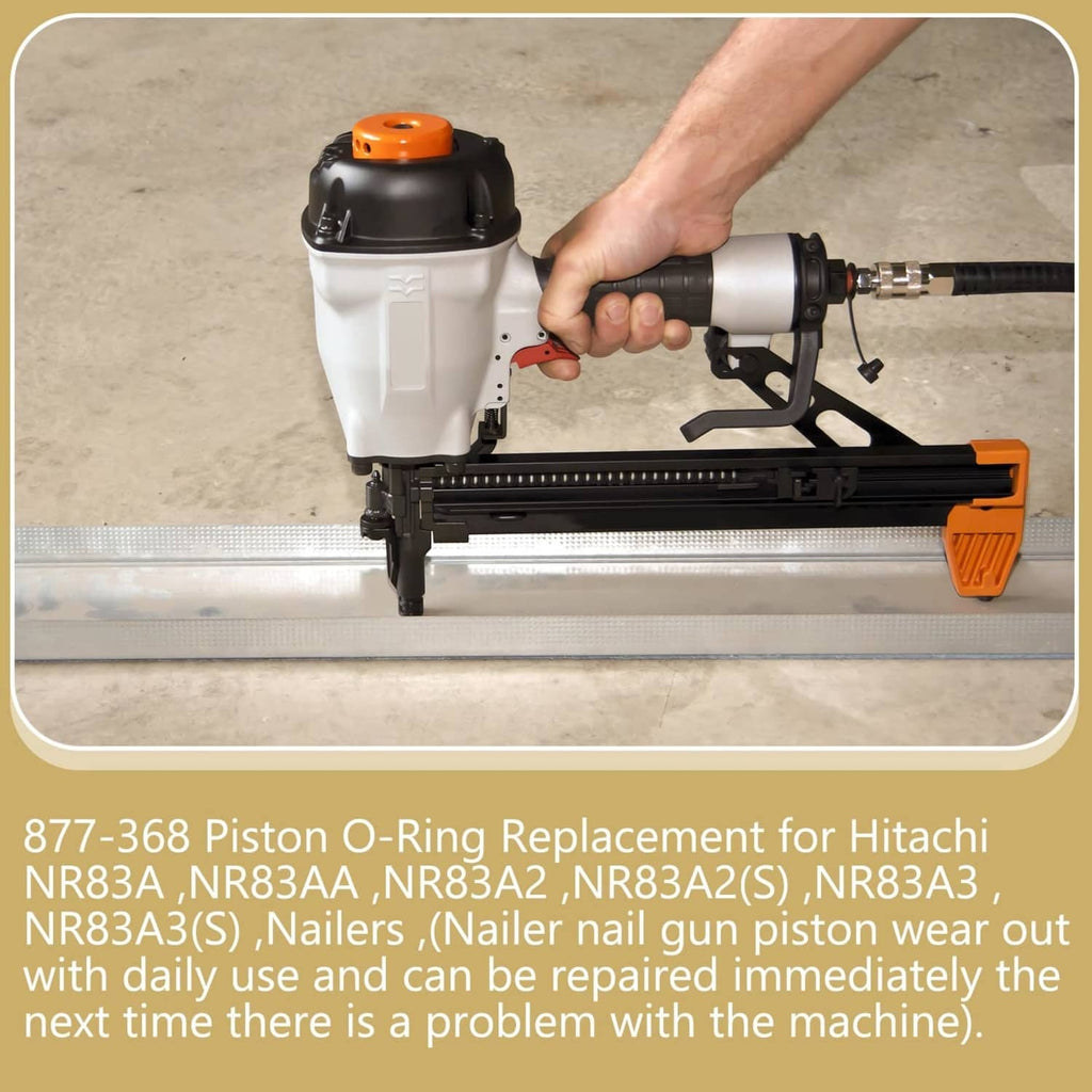 Nailer tool with piston O-ring replacement in use