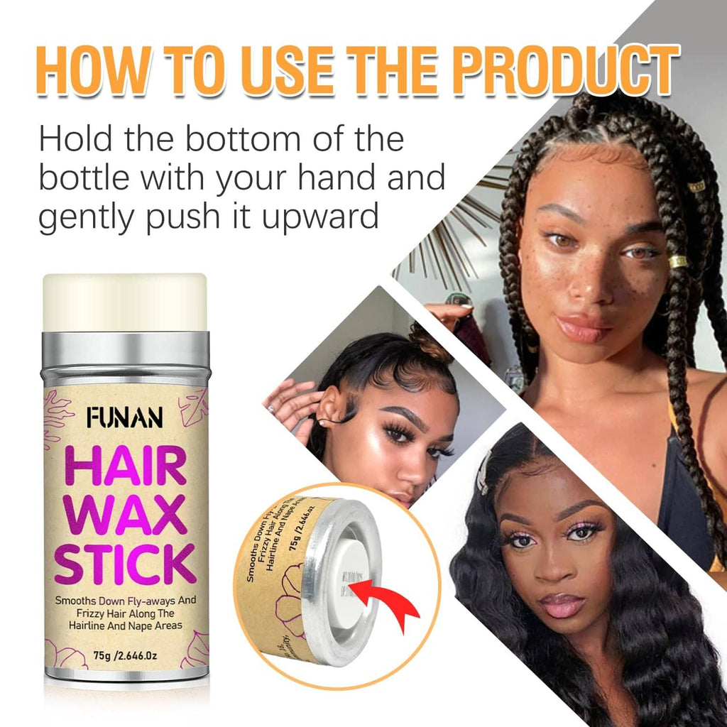 FUNAN hair wax stick jar with usage step diagram
