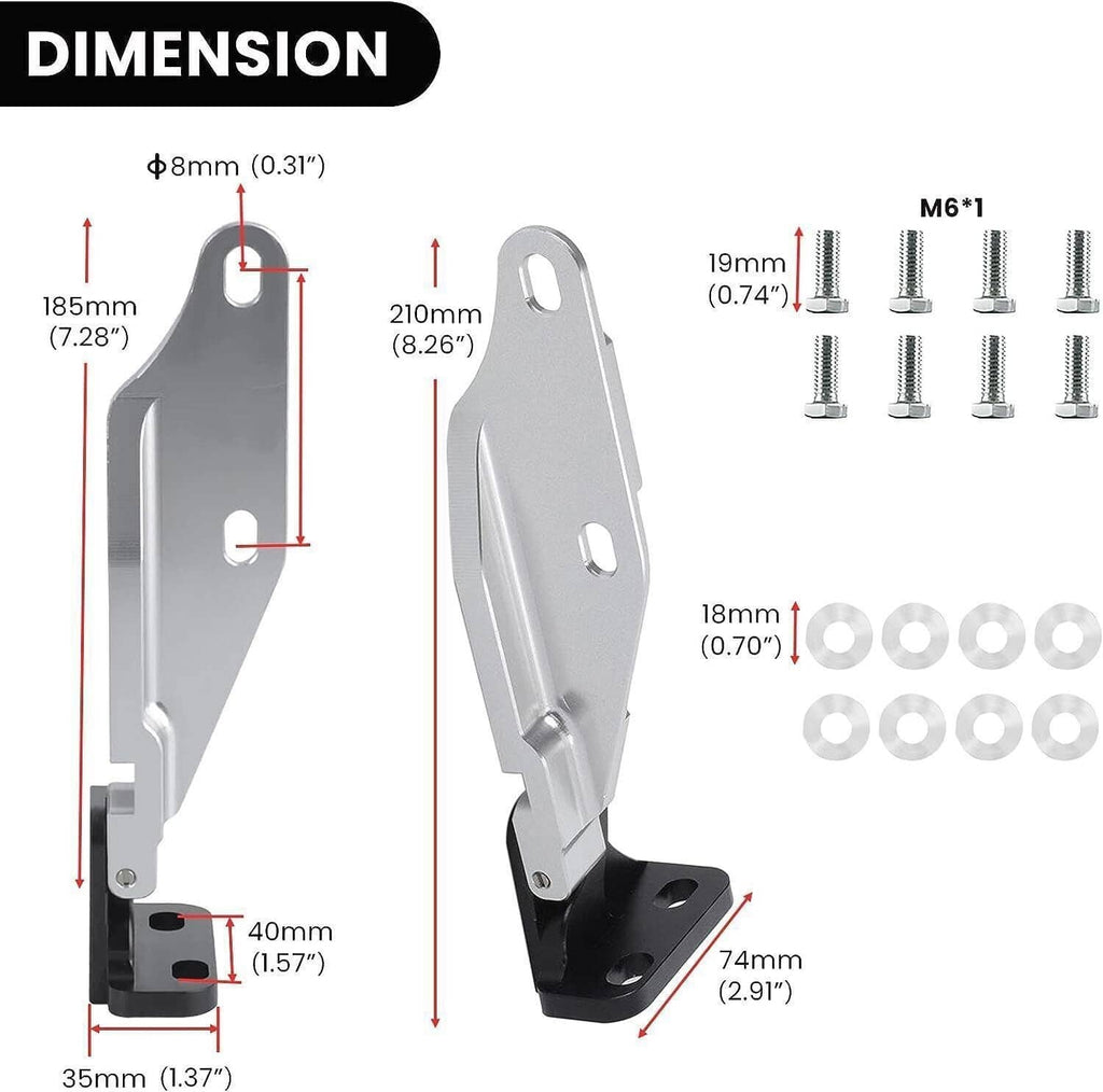 Hood quick release hinge latch bracket dimensions with M6 bolts and washers