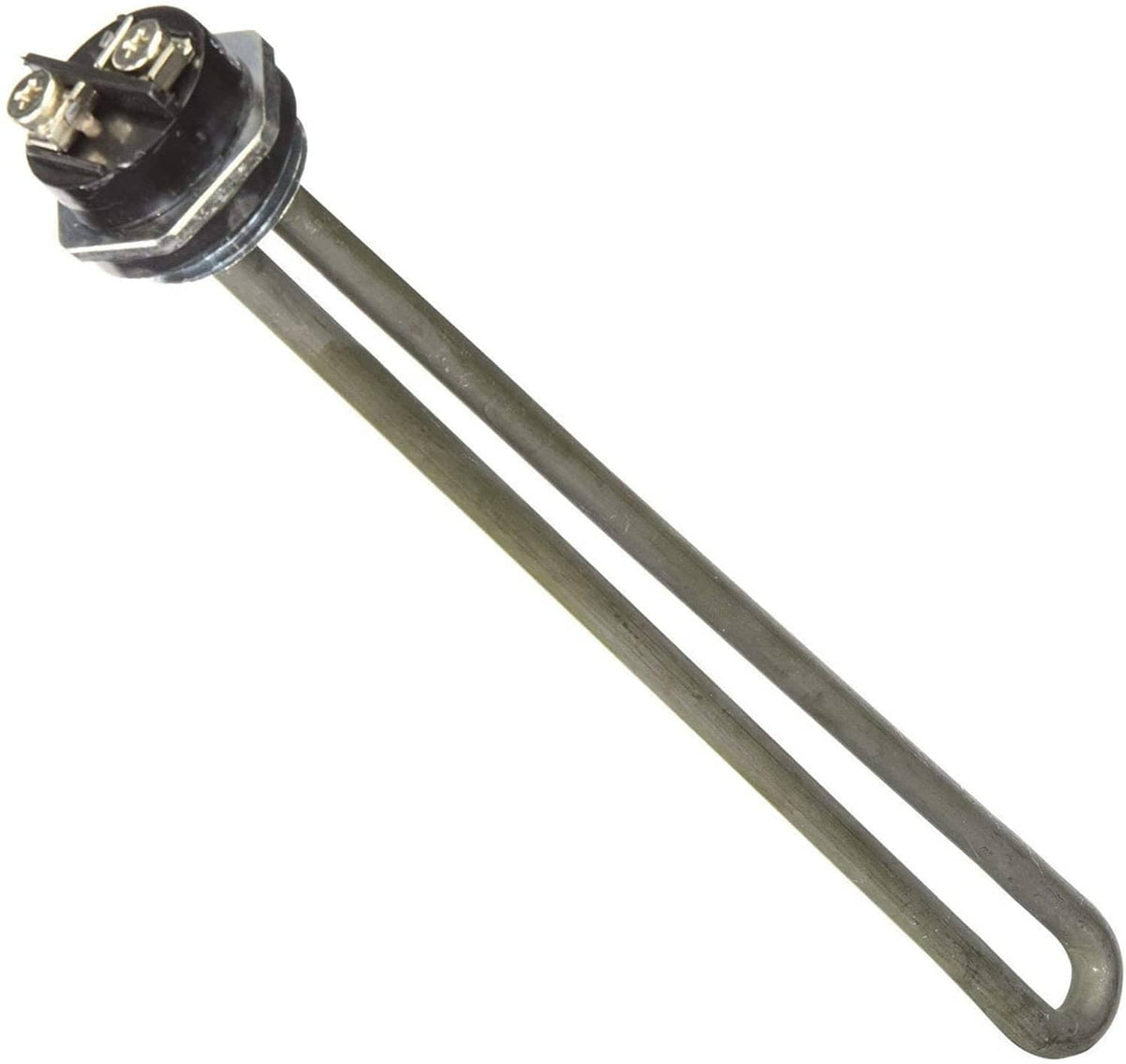 RV water heater heating element with two metal rods and hex screw-in mounting base