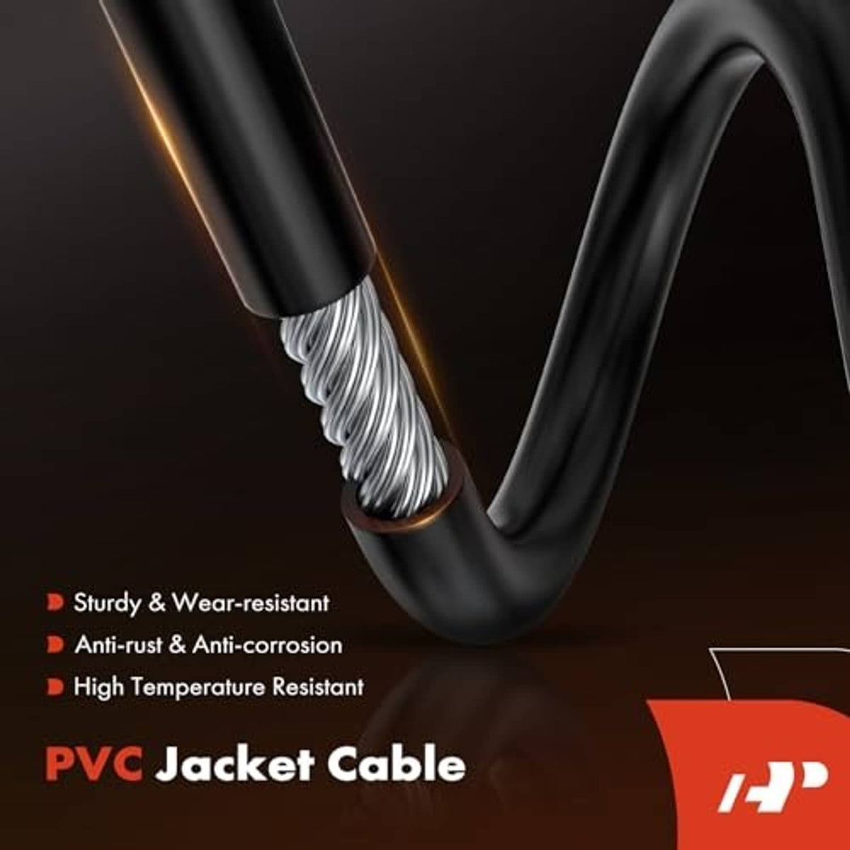 PVC-jacket hood release cable with braided wire and protective sleeve