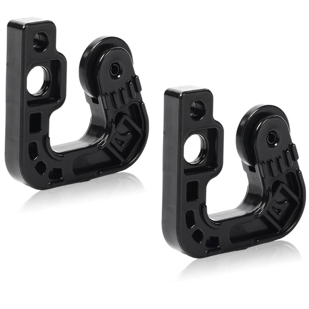 Black refrigerator auto-close lever assembly with two U brackets and mounting holes