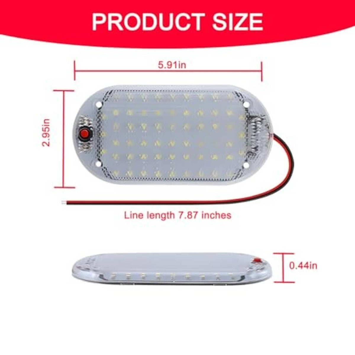 Compact oval LED dome light with clear diffuser lens and visible LED circuit board