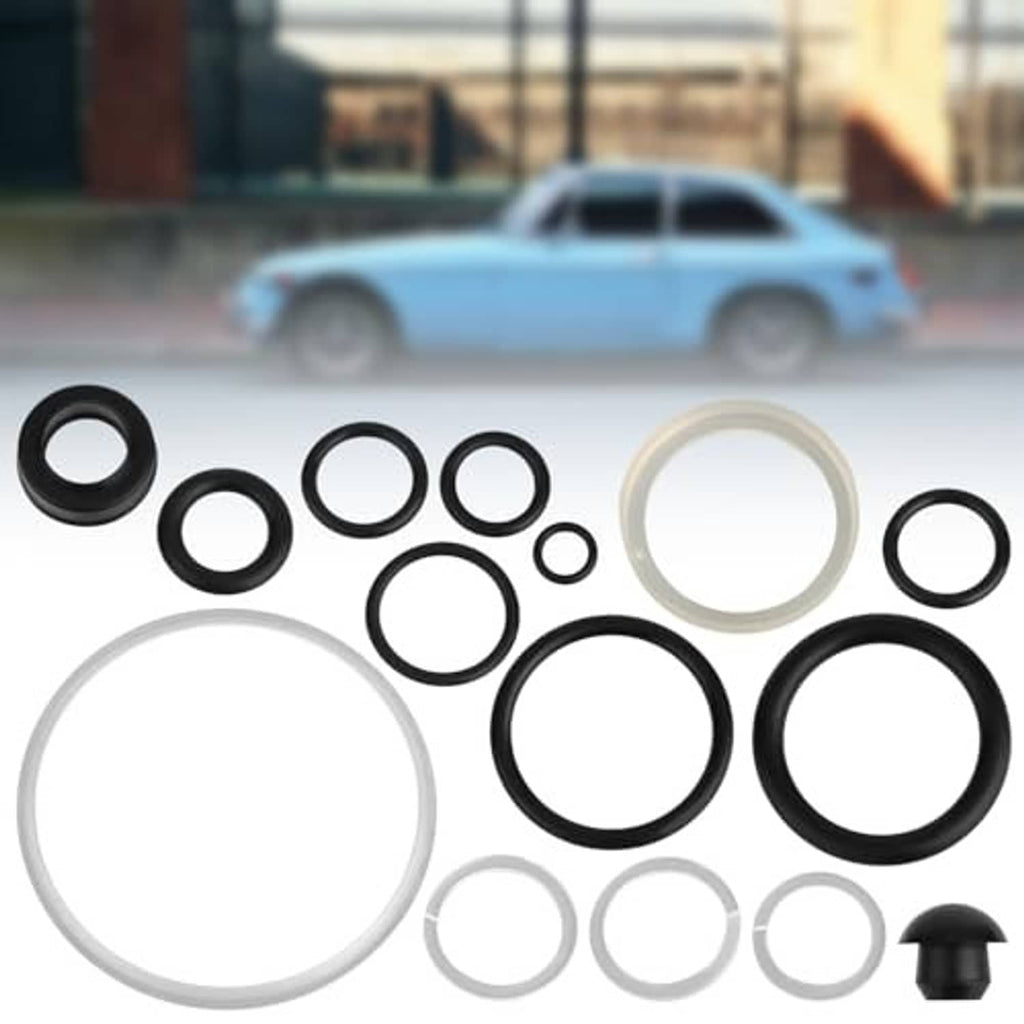 15-piece hydraulic jack seal repair kit with mixed black and white O-rings