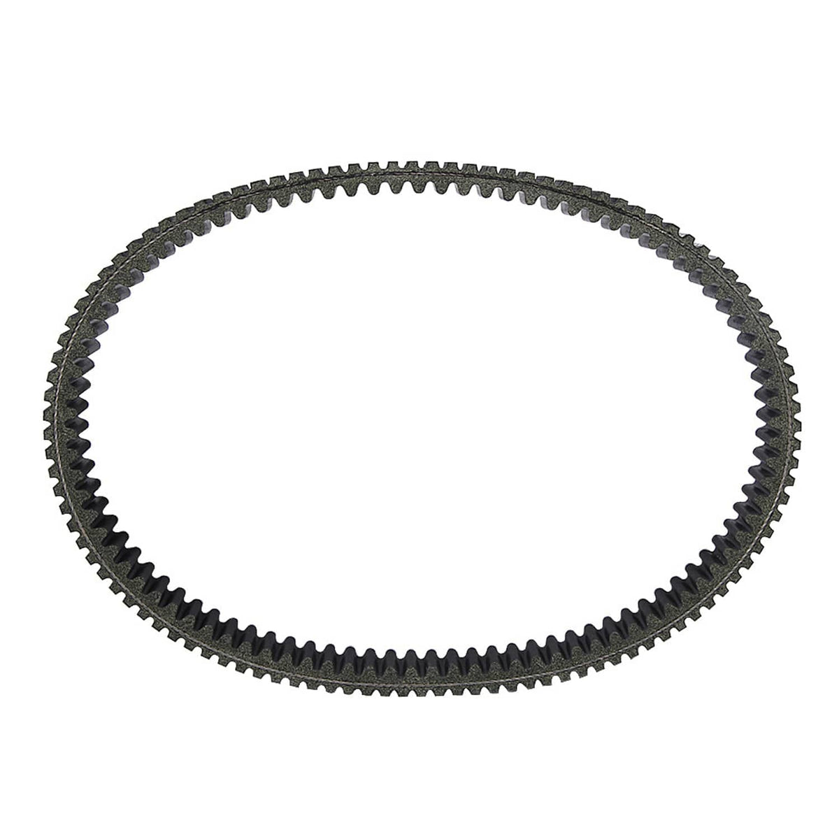 Black ribbed drive belt loop, front view on a white background