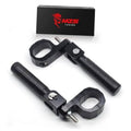 Motorcycle passenger folding footrest and foot peg set, black textured grips, metal brackets.