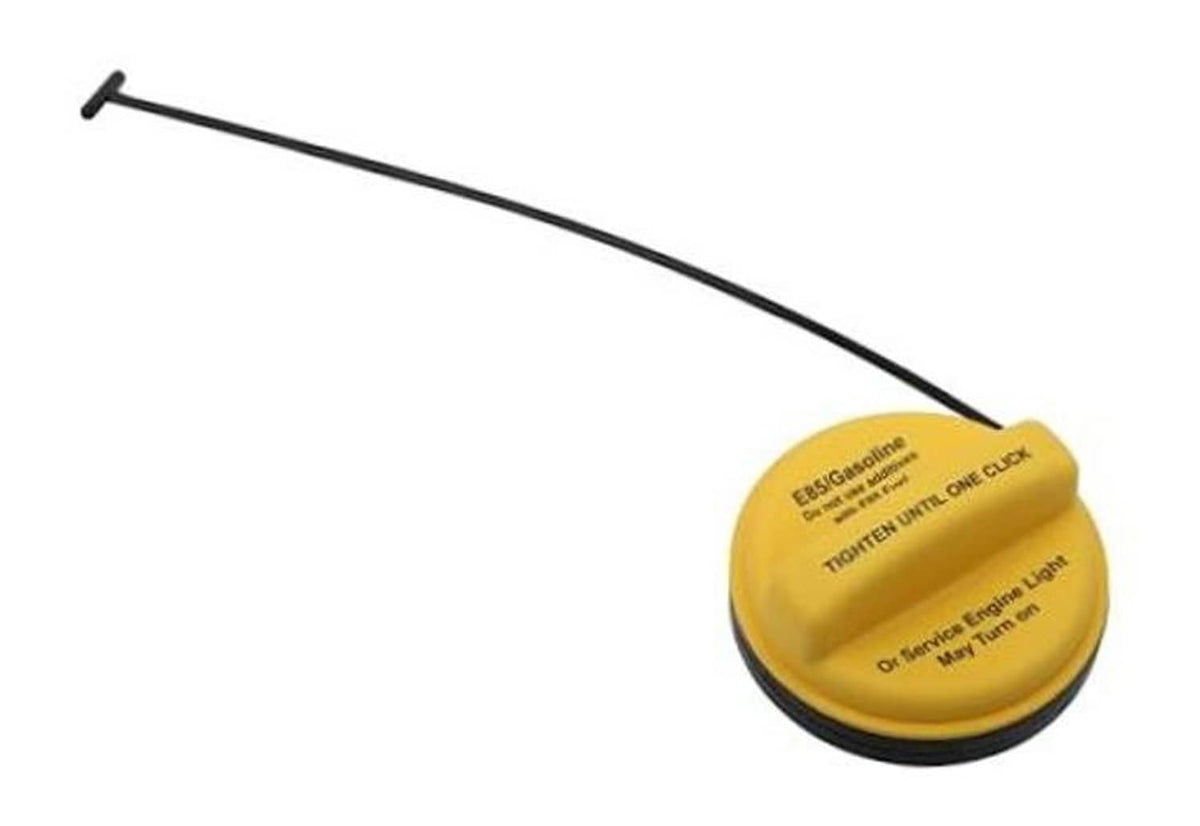 Yellow fuel tank filler cap with black seal