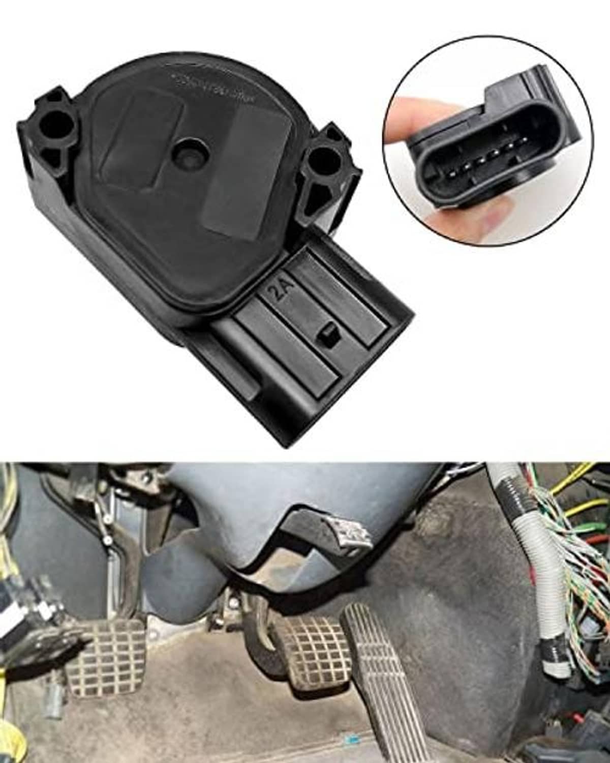 Throttle position sensor with black housing and visible multi-pin connector