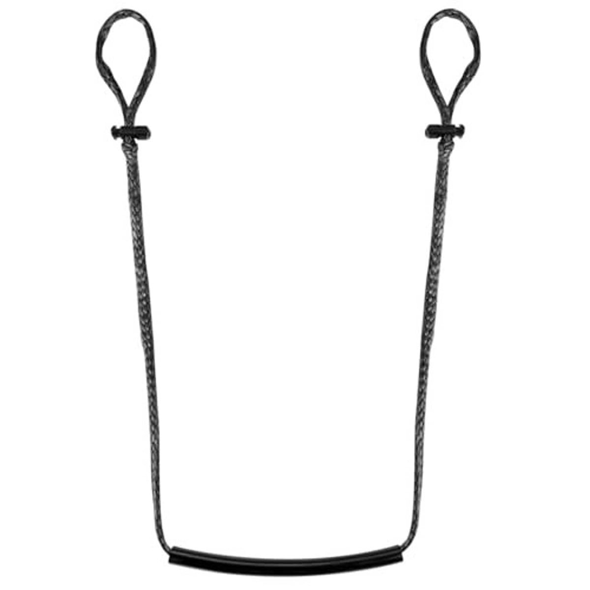 Black rope single-step aider with two top loop grips and curved base