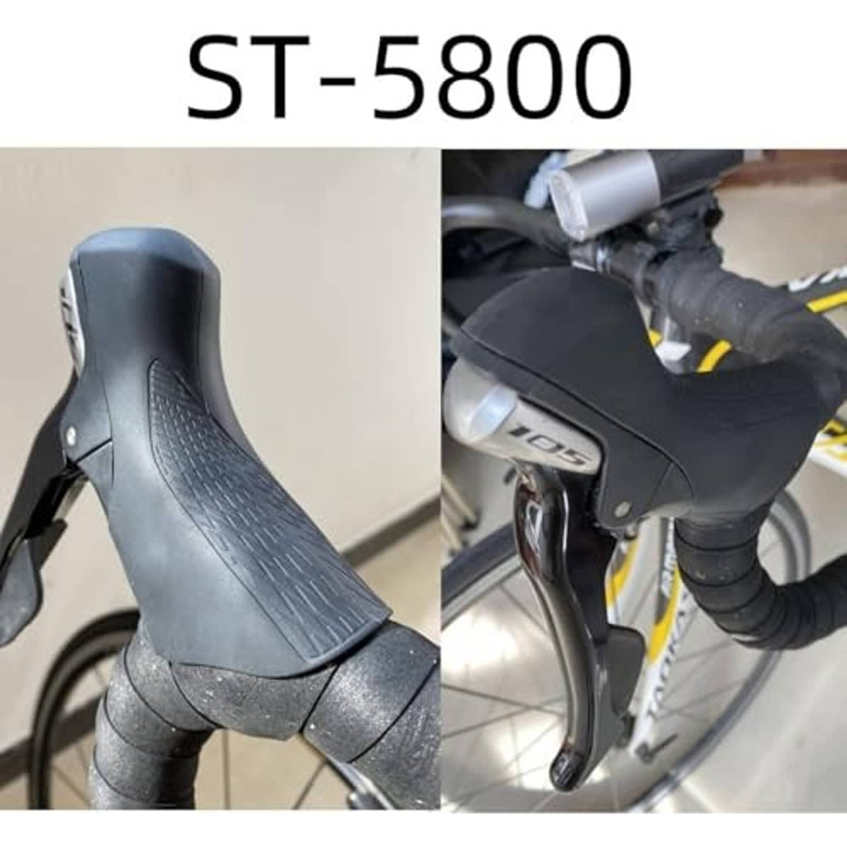 Black bike brake lever grip hood, shown on front brake lever