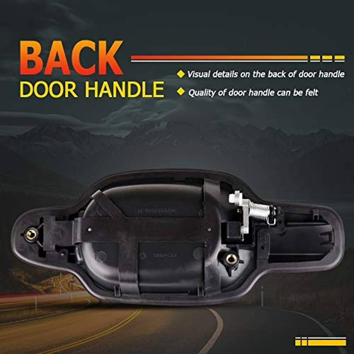 Exterior rear passenger right-side door handle back with metal hardware
