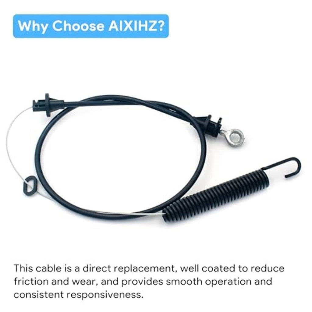 Black replacement deck engagement cable with spring coil and ring terminal, looped wire