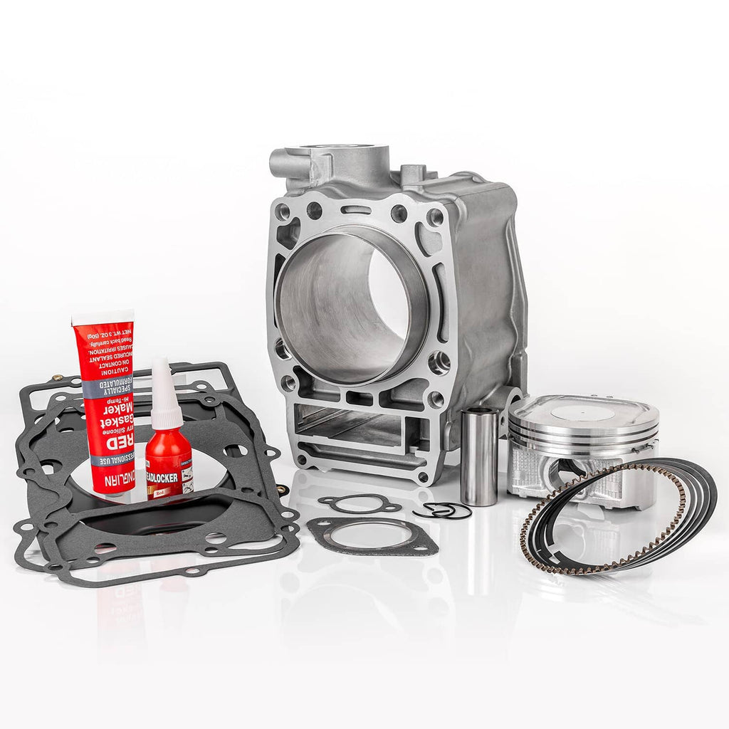 Cylinder head and piston rebuild kit with gaskets, rings, and piston pin