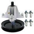 Black pulley wheel with silver mount bracket and mounting bolts