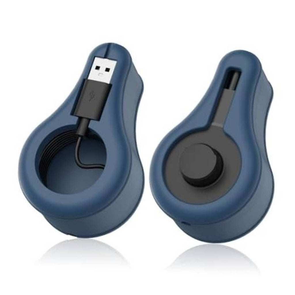 Blue silicone Oura Ring Gen3 charger protector cover with USB-C cable cord winder