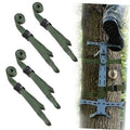 Set of four dark green hunting straps with metal cam buckles and loop ends