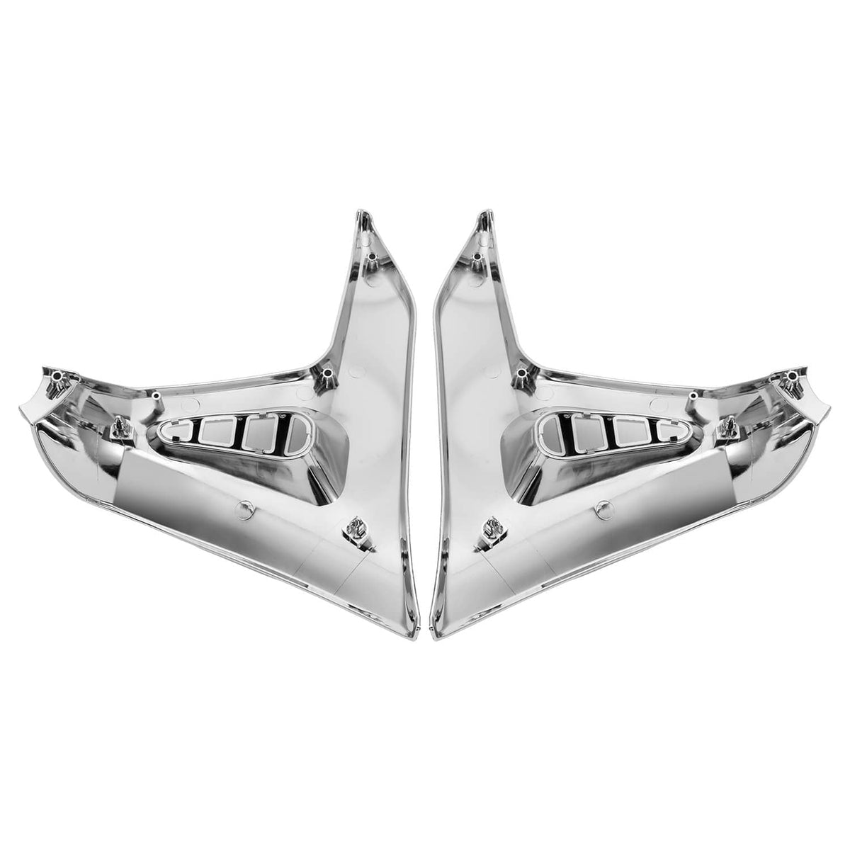 Center section of modified triangle fairing covers, chrome/silver with vented openings