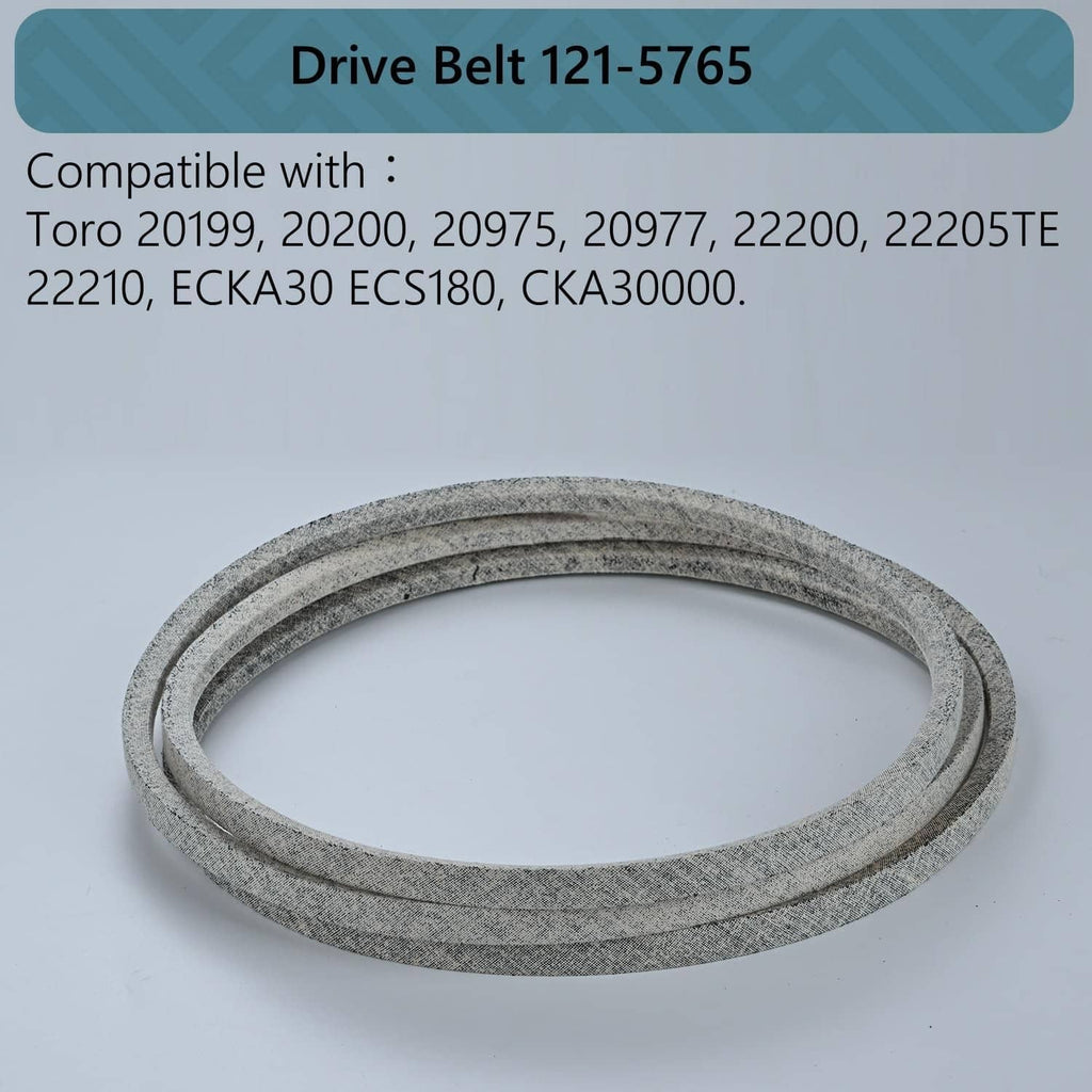 Gray speckled drive belt labeled 121-5765
