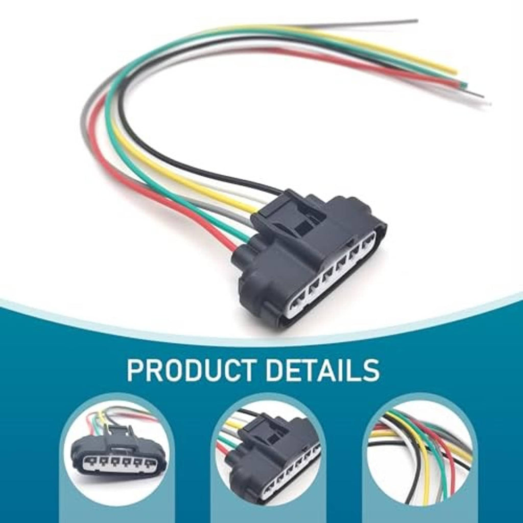 Throttle position sensor wire plug harness with black multi-pin connector and colored leads