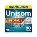 Unisom SleepTabs nighttime sleep-aid tablet box, 80 ct value size