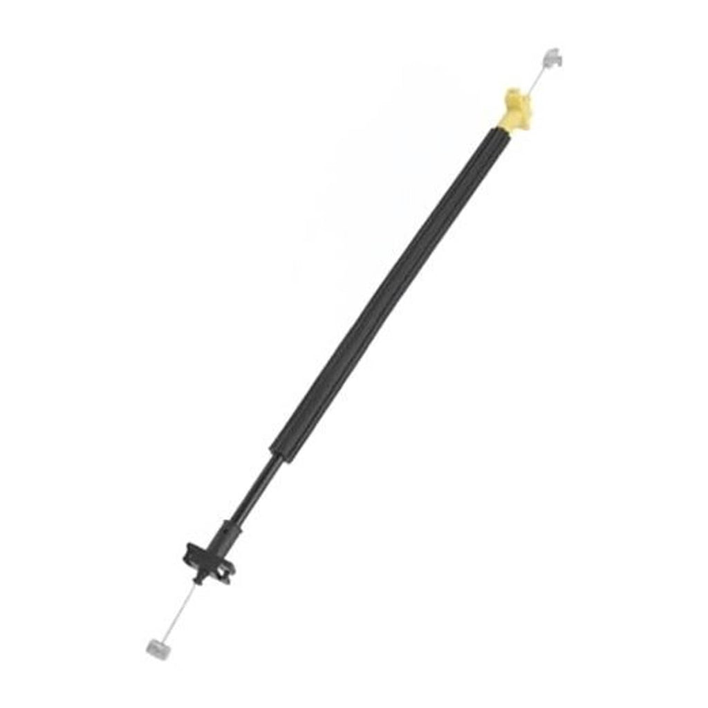 Front door lock cable with black shaft and yellow clip ends