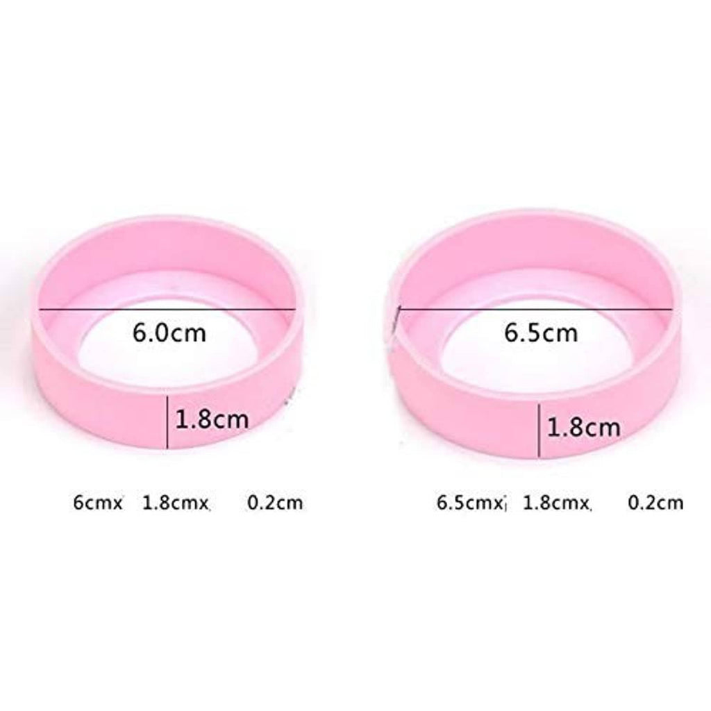 Pink silicone bottle base sleeve with inner opening; size labels show 6.0cm and 1.8cm