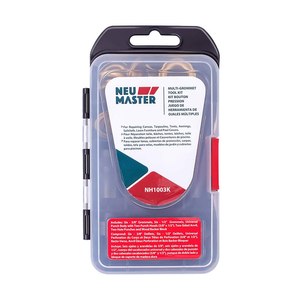Neu Master grommet kit blister pack with tools and solid brass grommet set