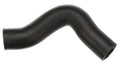 Molded coolant hose with curved elbow, black rubber, open ends