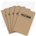 Set of 5 kraft pocket notebooks with 'FIELD BOOK' cover, 3.5x5.5 size