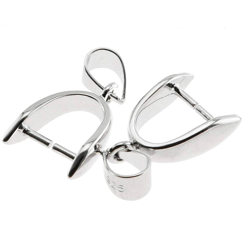 Sterling silver pendant bail connectors, open clasp loops with hinge ring detail