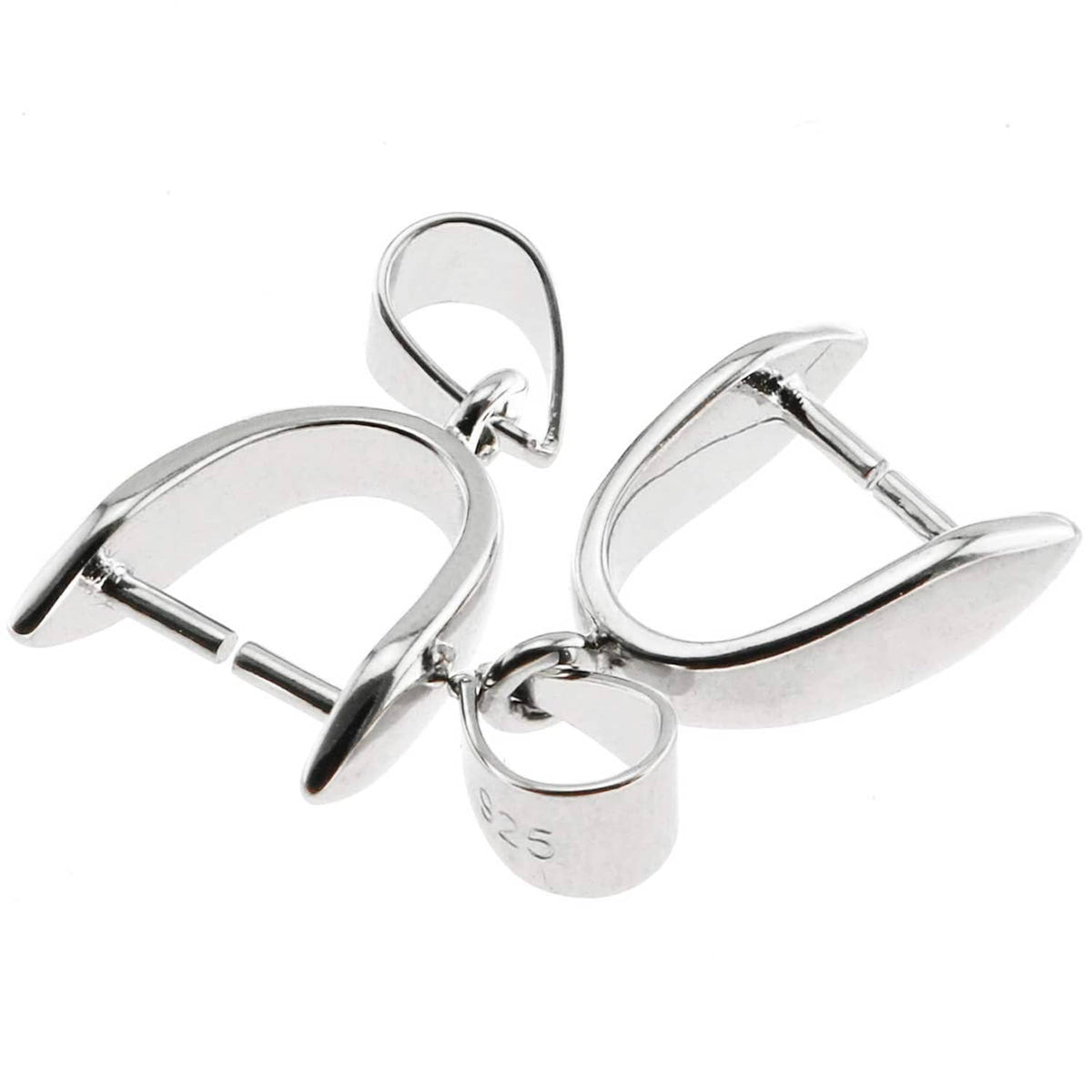 Sterling silver pendant bail connectors, open clasp loops with hinge ring detail