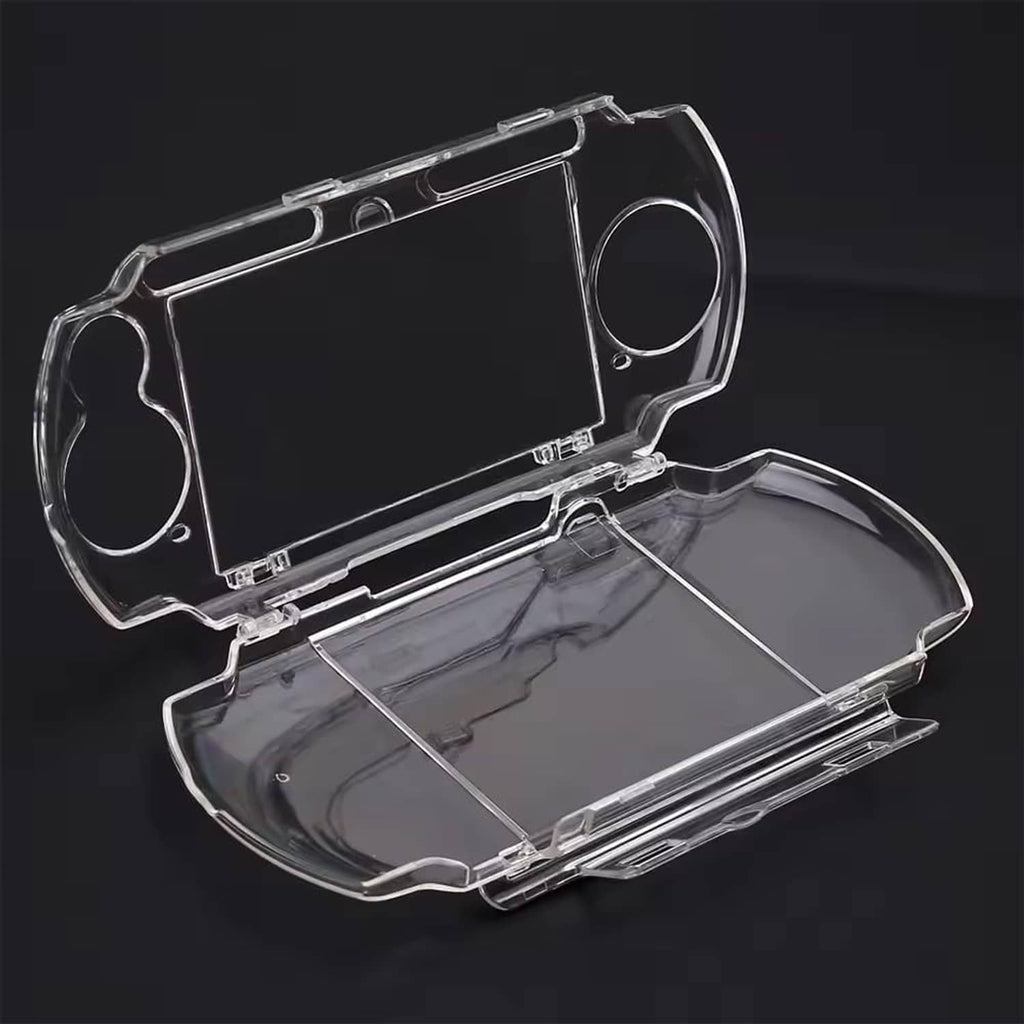 Clear hard shell case cover opened, showing console shape and button cutouts