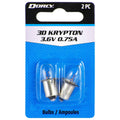 Dorcy 3D krypton 3.6V flange base bulbs, 2-pack in blister packaging