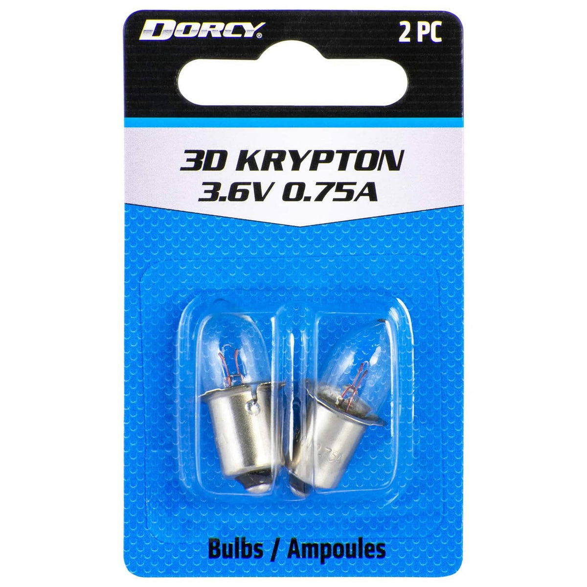 Dorcy 3D krypton 3.6V flange base bulbs, 2-pack in blister packaging
