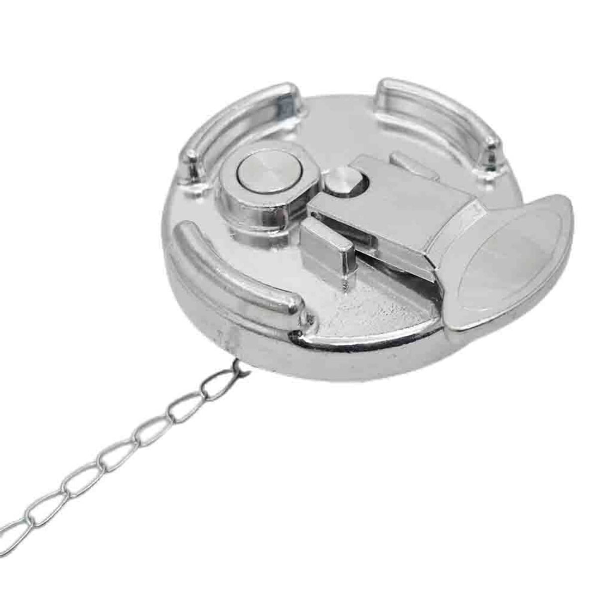 Locking diesel fuel cap with hinged cover, keys and chain, chrome aluminum