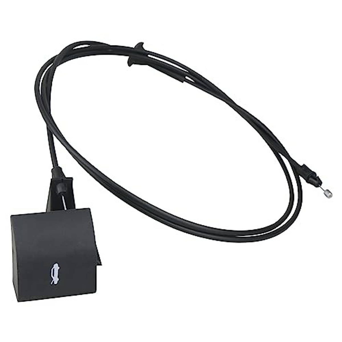 Black hood release cable with square handle and metal mounting connector