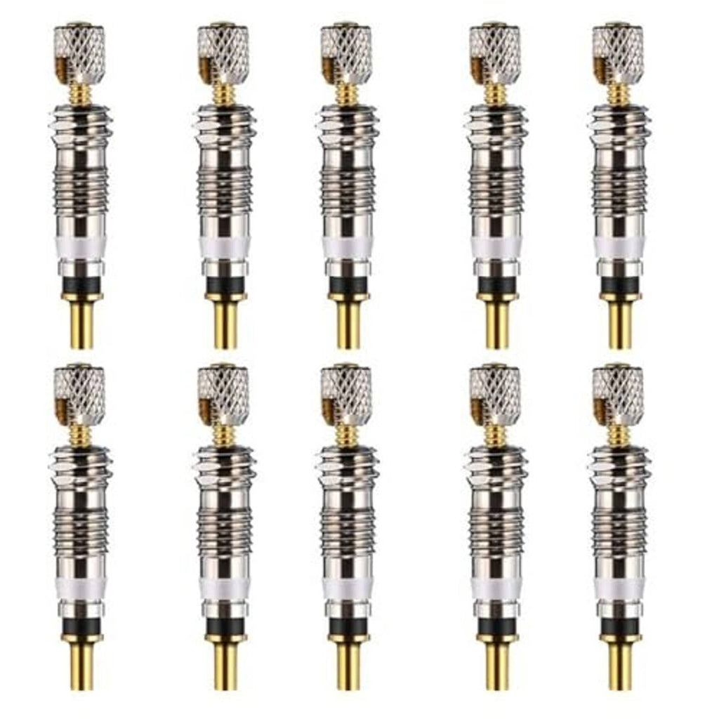 Valve core removal tool set, chrome spring body and gold valve tip with knurled cap